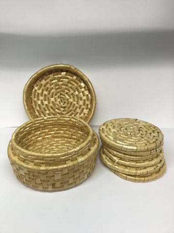 Basket Weave Container w/6 Coasters