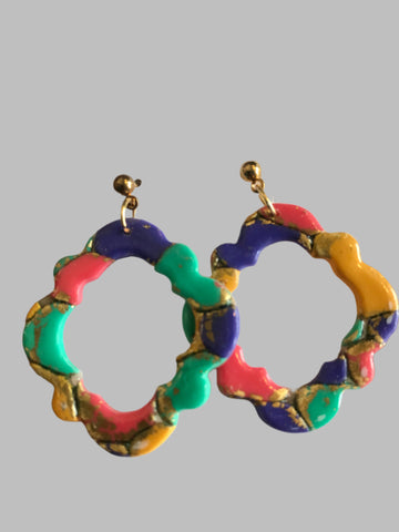 Multi Color Octagon Earrings