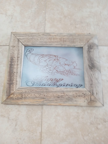 8"x10"wood burnt lasered frame art  
