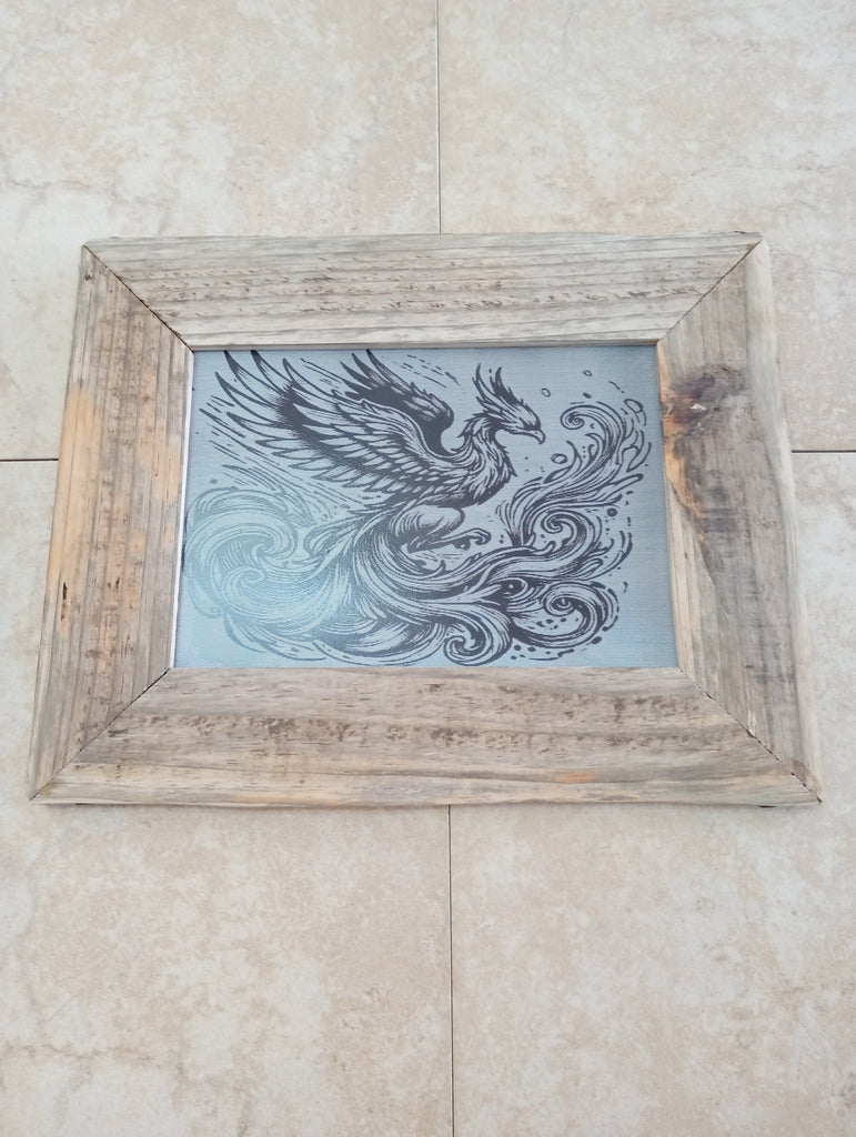 8"x10"wood burnt lasered frame art 