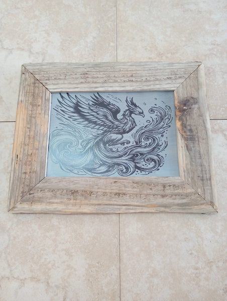 8"x10"wood burnt lasered frame art 