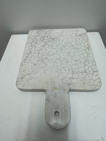 8"x9" Marble White Leopard Print serving board w/handle Amanda Queen