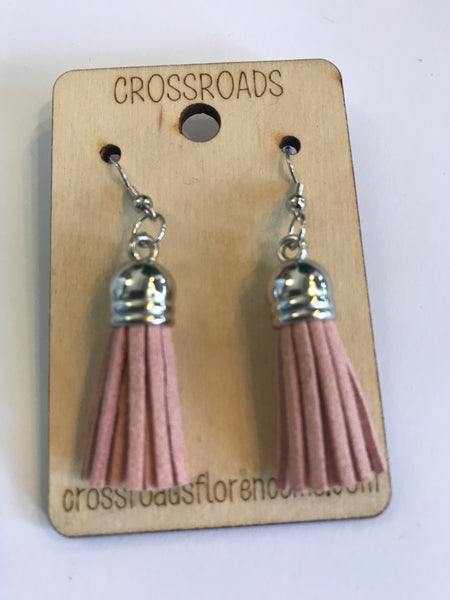 Tassel Earrings-gray/pink