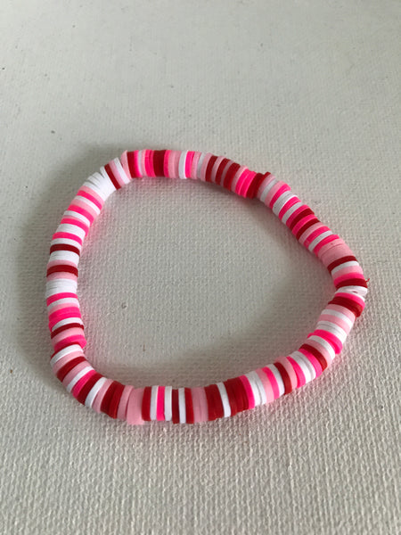 Stretch Bracelets-White/Pink/Red Light Pink