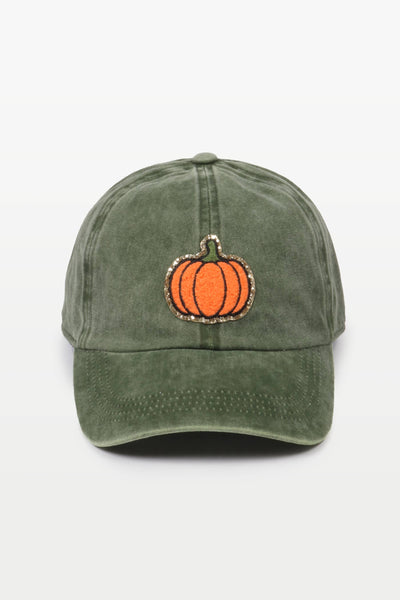 FALL Pumpkin Chenille Metallic Patch Baseball Cap David And Young