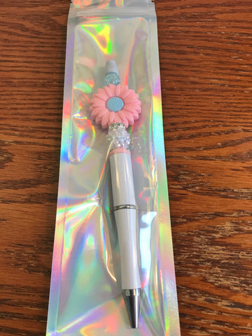 Sunflower Beaded Pens-White/Pink