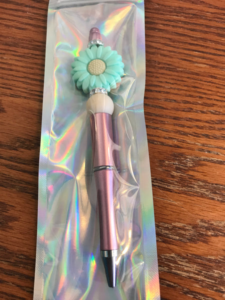 Sunflower Beaded Pens-Rosegold/Mint