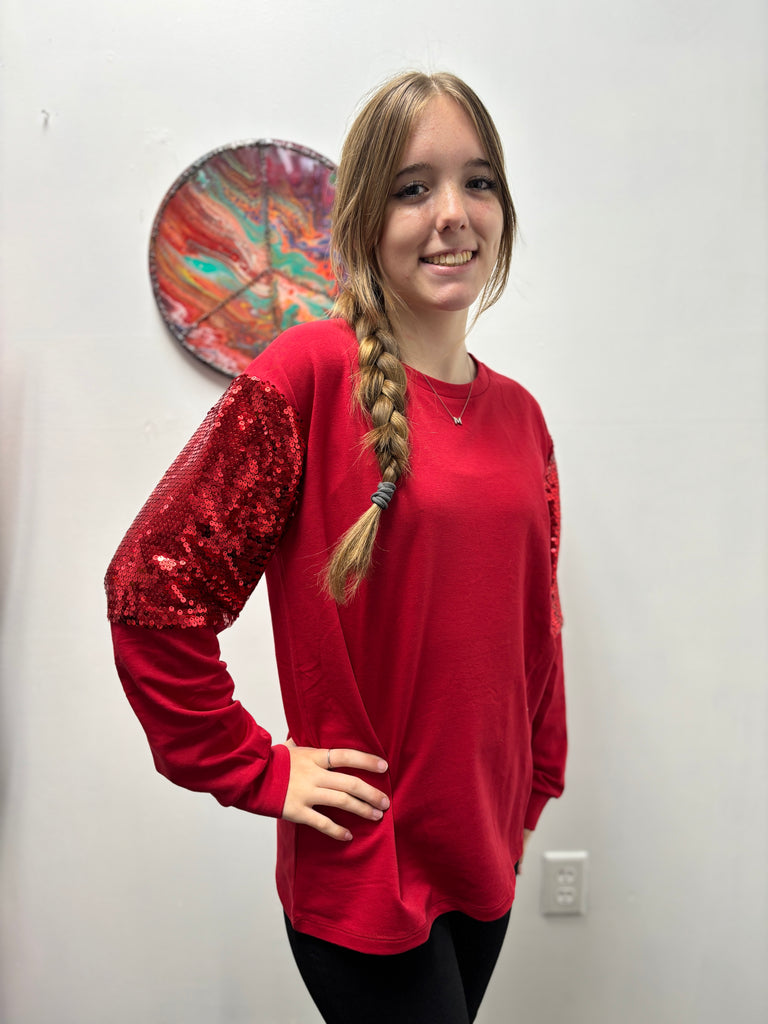 Red Sequin Long Sleeve OhhMy! Gifts and Things, LLC
