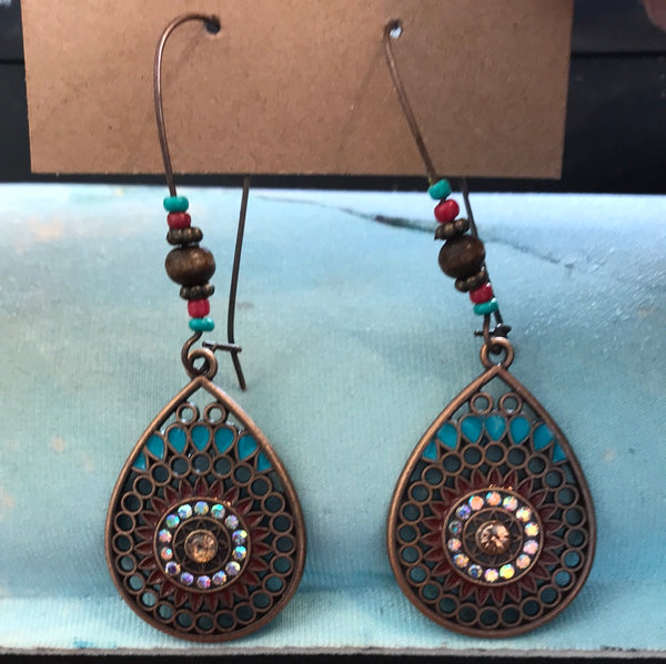 Assorted Dangle Earrings-teardrop copper