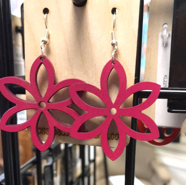 Flower Earrings-Magenta 