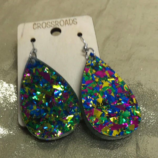 Teardrop Solid Earrings-Confetti-Silver 