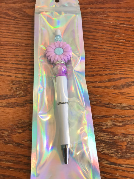 Sunflower Beaded Pens-White/Lavender