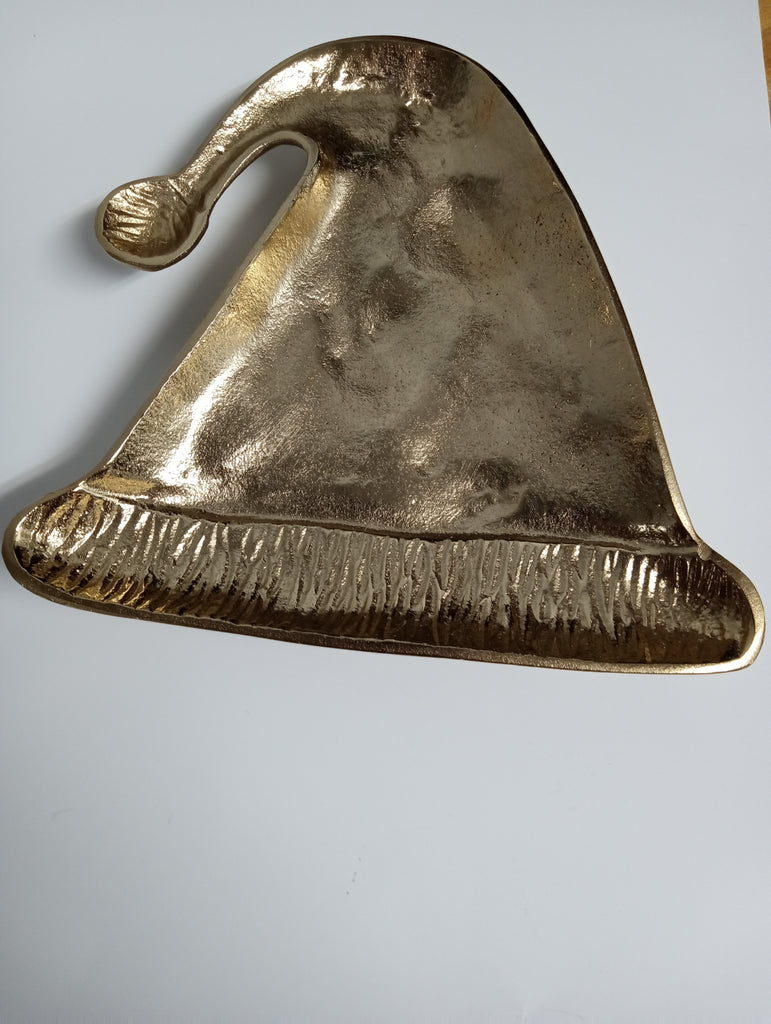 9"x9" Gold Santa hat Tray