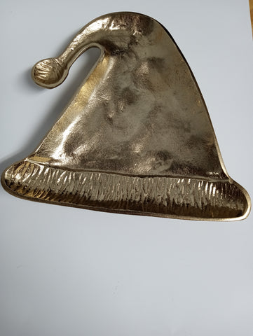9"x9" Gold Santa hat Tray