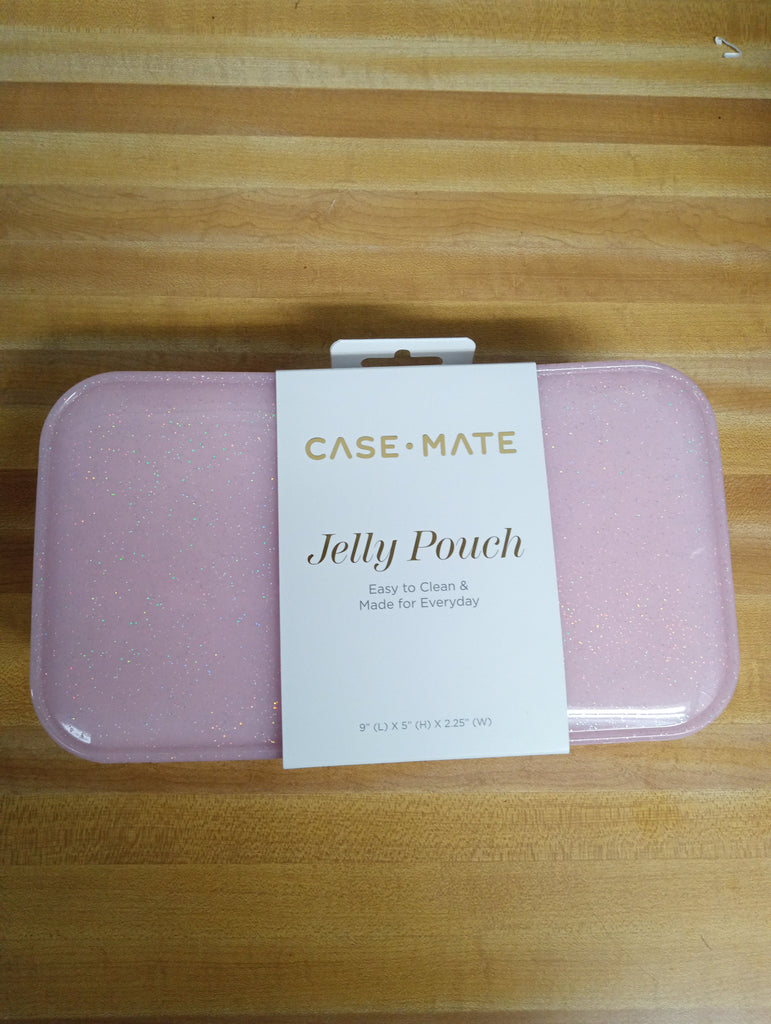 9"x 5"Case Mate Pink Jelly Pouch Make-up zip up bag