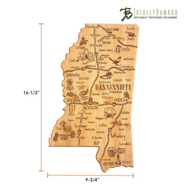 Destination Mississippi Cutting Board with Engraved Artwork Totally Bamboo