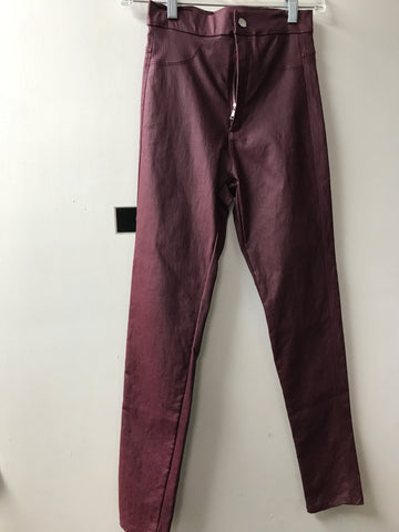 Burgundy Rayon Stretch Straight Leg Pants-small