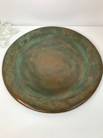 Round Green Pottery Plate