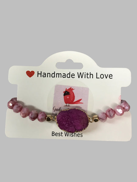 Agate Stone Bracelets-Pink