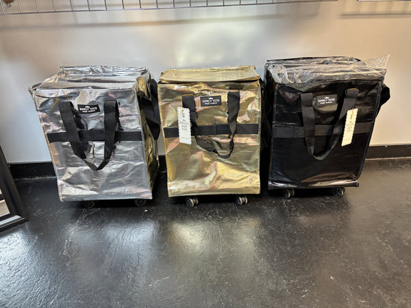 Trendy Metallic Tote Bags with Wheels 
