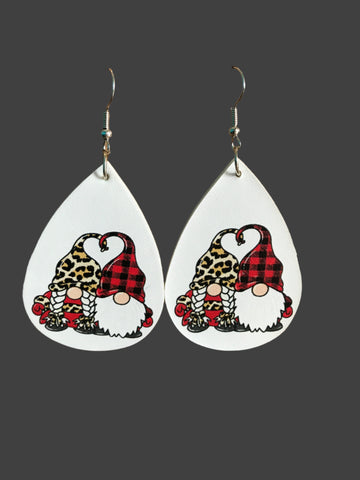 Valentine Gnome Dangle Earrings-White