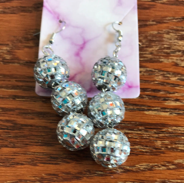 Assorted Earrings-Silver triple balls