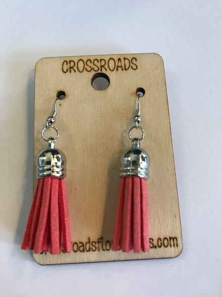 Tassel Earrings-orange pink