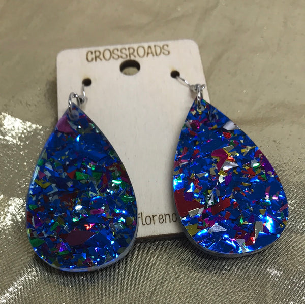 Teardrop Solid Earrings-Confetti Blue