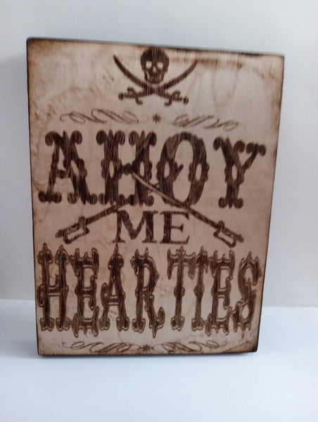 Handmade Burnt Wood Lasered Art Shelf Sitter