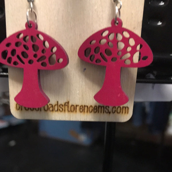 Mushroom Vine Earrings-Magenta