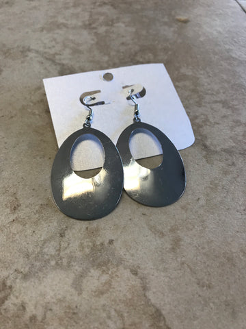 Silver Dangle Teardrop w/hole earrings