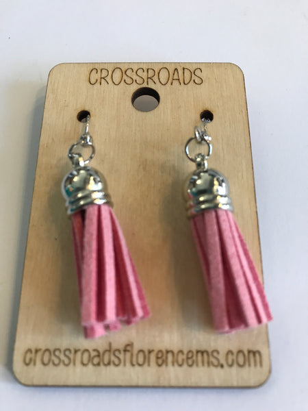 Tassel Earrings-dark pink