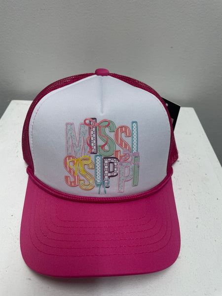C.C. Pink/white Mississippi Ball cap Amanda Queen