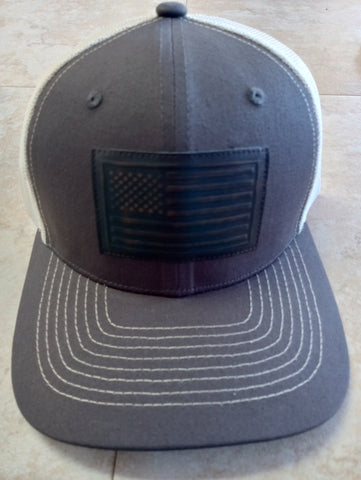 Ball hat tan/dark brown w/American flag 