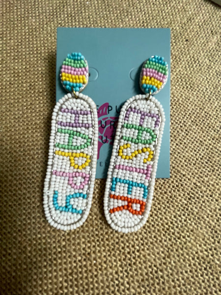 Beaded 3" Easter Earrings Amanda Queen