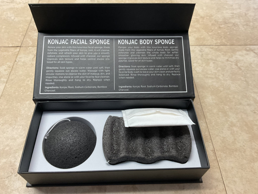Bella Charcoal Konjac Sponge Set – Facial & Body Exfoliator Amanda Queen