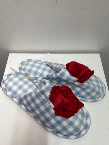 Bella Crystal Gingham Plush Slippers – Red Velvet Rose Amanda Queen