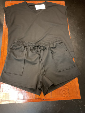 Black Top & Short Set | Chic Matching Two-Piece Outfit Amanda Queen