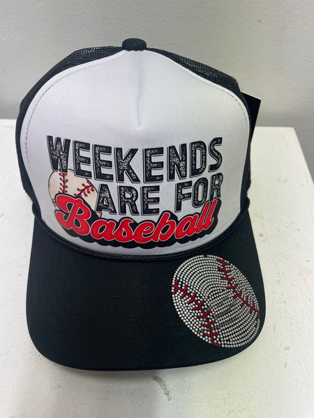 C.C. Baseball cap-black/white w/weekends are for baseball