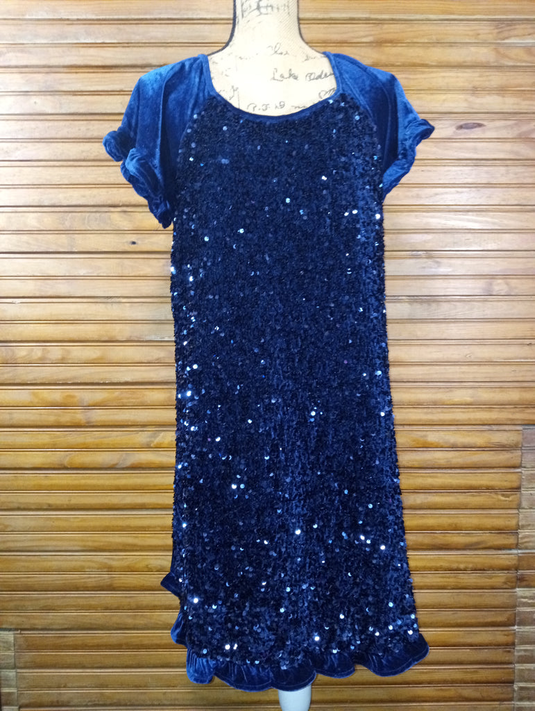 Umgee Medium Blue Sequin/Velvet Dress