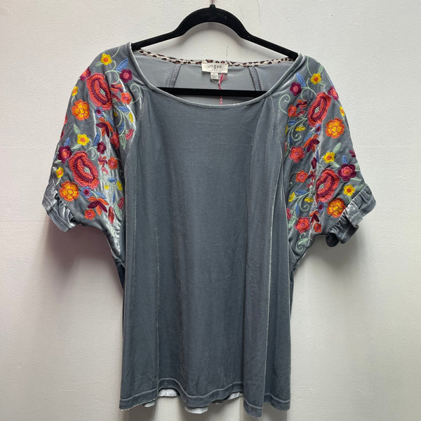 Umgee Velvet Embroidered Floral Top Shirley Ollison