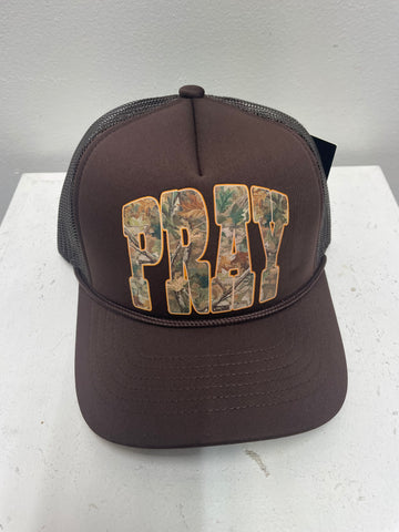 C.C. Brown ball cap w/PRAY in camo