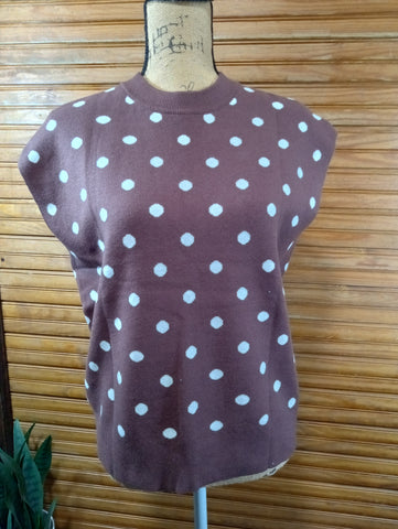Brown/white polka dot sweater