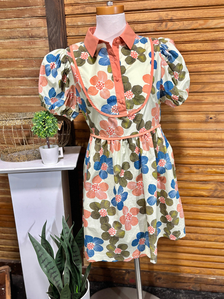 Umgee dress floral with button collar and yoke￼ Amanda Queen