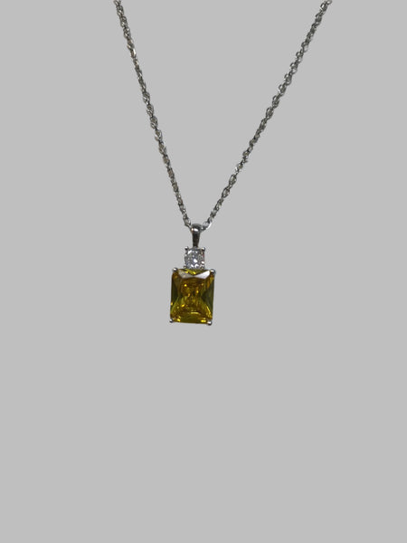 Yellow Stone/Silver 9"Chain Necklace