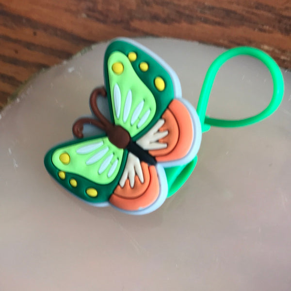 Straw Toppers-Butterflies-green/orange