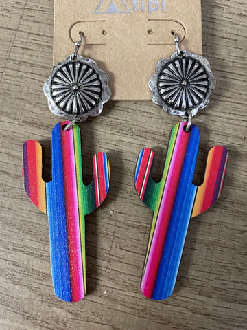 Silver/Multi color catus dangle earrings Courtney Fox