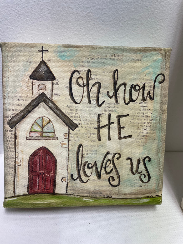 Canvas Block Shelf Sitter - Rustic Farmhouse Home Decor Sign OhhMy! Gifts and Things, LLC