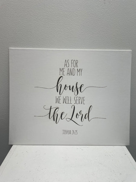 14" x 11" White Canvas Prints w/Laser Engraved - Custom Home Decor-As For Me And My house We Will Serve The Lord