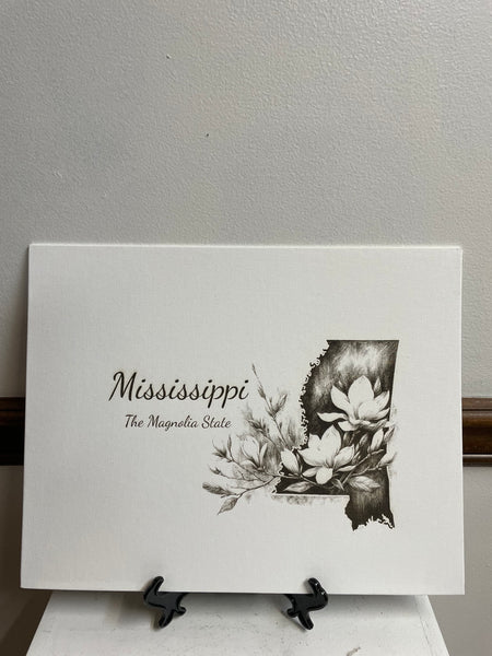 12x12 Laser engraved-MISSISSIPPI "THE MAGNOLIA STATE"